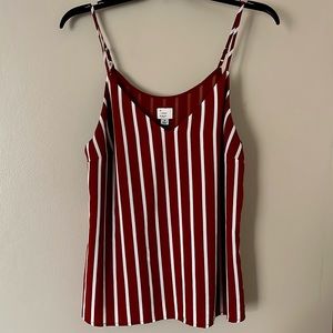 Lightweight top with white and rust stripes by a new day. Medium